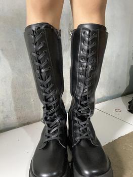 Product Review of PINKEY P052 Sepatu Boots Wanita Sepatu Martin Tinggi Sebetis Shoes from 귀**🪼 1