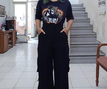 Product Review of SIVALI Bonnie Cargo Pants - Highwaist Loose Cargo - Celana Kargo Wanita - Baggy Pants Panjang Polyester Kulot Casual Hitam Kantor Kantor Formal Kerja Kerja Kerja Basic Karet from s**t 1