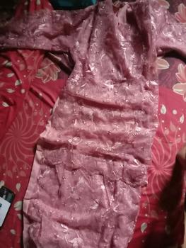 Product Review of Gamis Farah / Maxi brukat / Muslim Wanita  Tile  Mutiara  Dress   Karet  Pesta  Mewah  Dalaman  Fit UK L DAN XL Kondangan Coklat Brokat Gaun from A**a 0