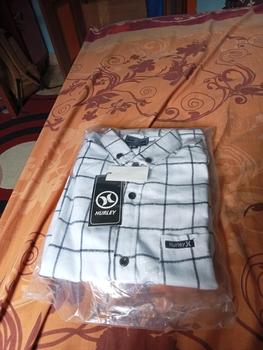 Product Review of Baju flanel motif Kotak dasar putih list hitam Kain Lembut  Pria Distro from e** 1