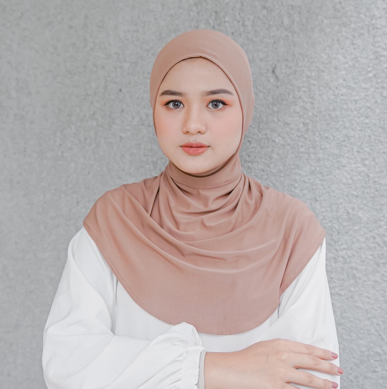 RIFANYHIJAB Ciput Ninja Resleting Jersey Hijab Wanita Kerudung Instan