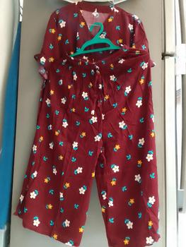 Product Review of [DasterHitsMalang] One Set Aira Celana Kulot Panjang 7/8 /One Set Kancing Depan/One Set Lengan Rempel/Setelan Wanita Baju Karet Katun Kerah Rayon Motif Atasan Busui Pendek Kotak from u**0 0