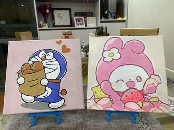 Product Review of Tranh tô màu theo số hoạt hình Doreamon kích cỡ 20x20cm đã căng sẵn khung, Mua 1 tranh Tặng 1 kệ để tranh, 1 màu bóng, màu tô, cọ vẽ, móc treo tranh, mua 3 tranh tặng 1 tranh, tặng 4 kệ gỗ, 4 màu bóng from T** A** 0