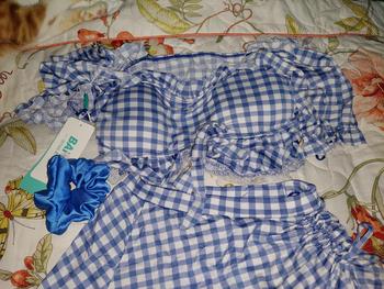 Product Review of M71 Bộ đồ bơi nữ 2 chi tiết vải thun đẹp họa tiết kẻ caro phối ren có đệm lót from R**e 2