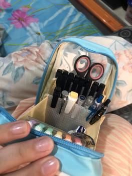 Product Review of Cutie Jumbo Transparent Pencil Case / Korean Style Kotak Tempat Pensil Besar Dengan Resleting / Muat Banyak / Big Capacity With Zipper Blue Brown from C**. 2