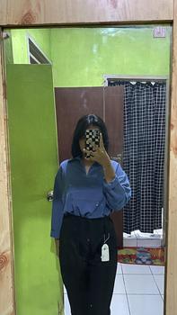 Product Review of SIVALI Minji Shirt | Basic Loose Office Shirt - Kemeja Wanita Kantor Atasan Baju Anti Kusut Panjang Tebal Polyester Silk Formal Oversize Formal Oversize Kerja Hitam Casual from ** 1