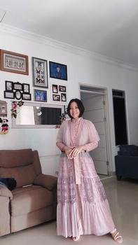 Product Review of Ghalya Dress Versi 2 Satin Silk Lapis Tile mix brokat Payet || RONAACHRISS from 8**a 0