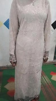 Product Review of Gamis Farah / Maxi brukat / Muslim Wanita  Tile  Mutiara  Dress   Karet  Pesta  Mewah  Dalaman  Fit UK L DAN XL Kondangan Coklat Brokat Gaun from L** 0