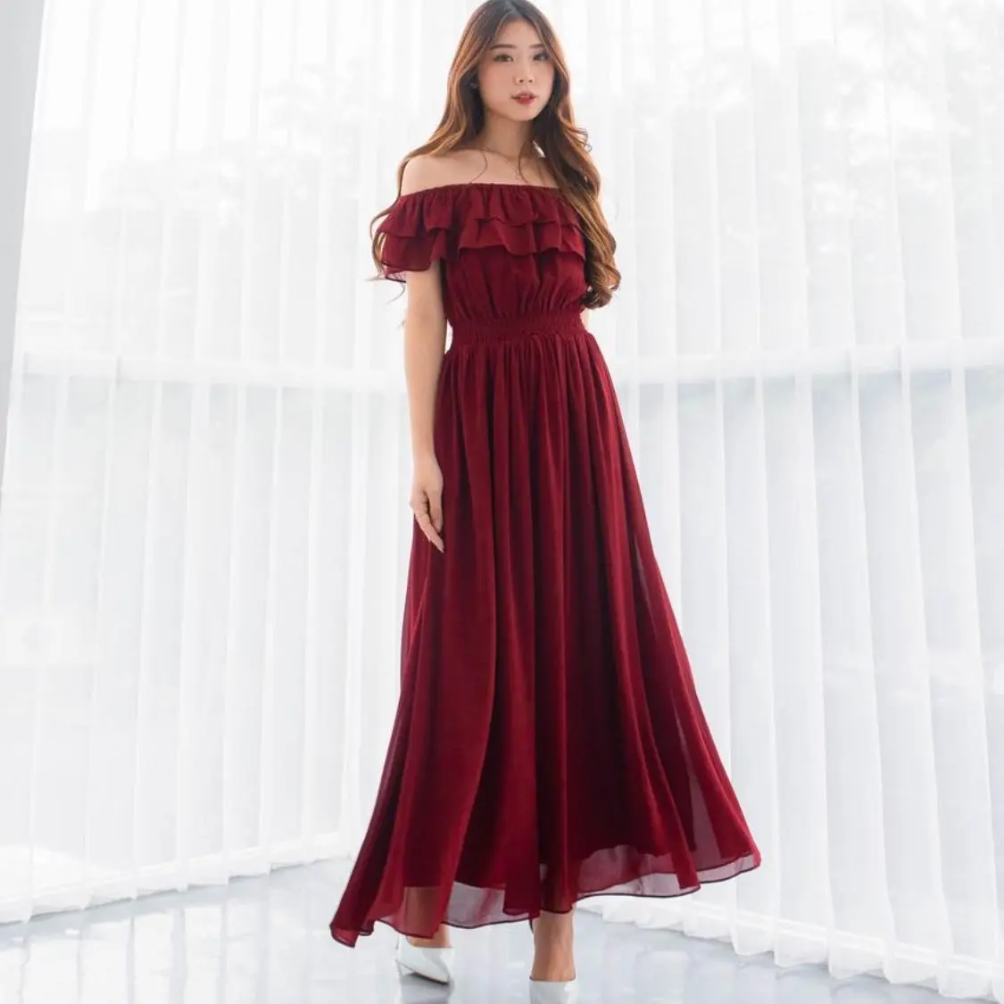 KC - Miranda Sabrina Dress - Chiffon - Gaun Pesta Pantai Prewed