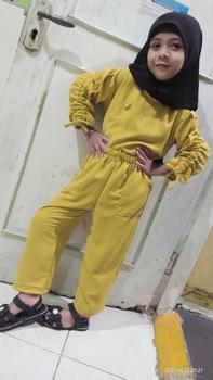 Product Review of K&K FASHION/Setelan anak kekinian/set kids korea/Livina Set kids/setelan anak viral/Setelan terbaru/crinkle Air Flow/Setelan murah meriah/Lengan Serut/setelan lucu/modis/casual/bisa COD Polos Kids Celana Fashion Pakaian from P**i A** 1