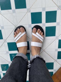 Product Review of Dép sandal Nữ quai da mềm Đế bệt Cao Su ôm chân mã SD40 Mũi mở Dép xăng đan Chân đế phẳng (1 cm trở xuống) DéP Shoes GiàY Jean from B** q**h 1