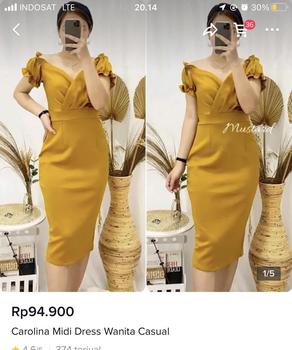 Product Review of Carolina Midi Dress Wanita Casual Baju Fit Lembut Linen from X** 1