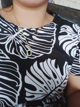 Product Review of Kalung Wanita Titanium Lapis Emas Plus Liontin kotak  Hijau merah Anti Karat Gold from l**m 0