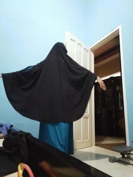 Product Review of cozy khimar non pad jahit 4 lengan bolong Hitam Kerudung bergo jumbo khimar Syari Muslim Oval Jilbab Instan Wolfis Tangan from a**n 0
