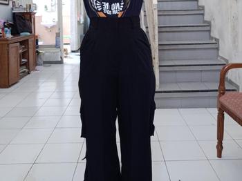 Product Review of SIVALI Bonnie Cargo Pants - Highwaist Loose Cargo - Celana Kargo Wanita - Baggy Pants Panjang Polyester Kulot Casual Hitam Kantor Kantor Formal Kerja Kerja Kerja Basic Karet from s**t 3