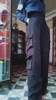 Product Review of SIVALI Bonnie Cargo Pants - Highwaist Loose Cargo - Celana Kargo Wanita - Baggy Pants Panjang Polyester Kulot Casual Hitam Kantor Kantor Formal Kerja Kerja Kerja Basic Karet from r**k 1