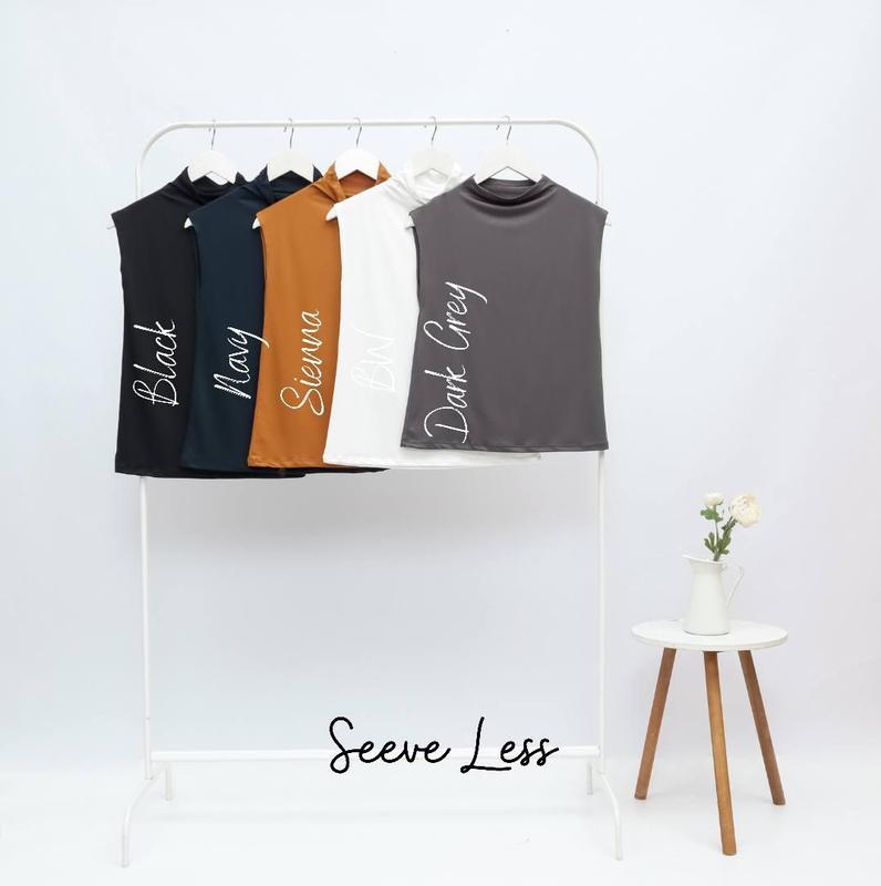Slevelees turtleneck tangan pendek atasan wanita manset kutung premium leher tinggi Nyaman 7