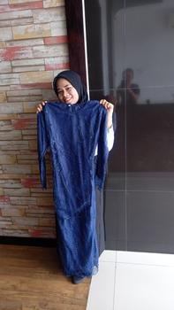 Product Review of Gamis Farah / Maxi brukat / Muslim Wanita  Tile  Mutiara  Dress   Karet  Pesta  Mewah  Dalaman  Fit UK L DAN XL Kondangan Coklat Brokat Gaun from M**🥀 0