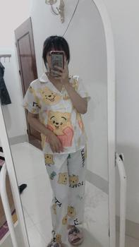 Product Review of [60-75KG] Bigsize Bộ Lụa Latin Tơ Tằm Cao Cấp Tay Ngắn Quần Dài In Họa Tiết 5D Full Cổ Sen Bèo May Kỹ Mặc Bốn Mùa VIP14 Women Nữ Áo Quần Ngủ Top Voi from P**g T** L**h 0