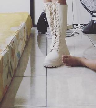 Product Review of PINKEY P052 Sepatu Boots Wanita Sepatu Martin Tinggi Sebetis Shoes from V**a 0