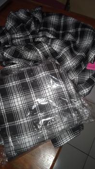 Product Review of Outer Balon Flanel Outer Ballon Grid Oversize Cardigan from d**2 0