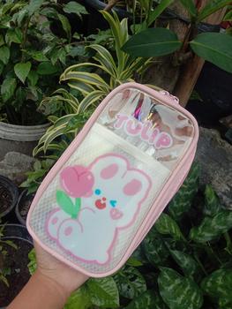 Product Review of Cutie Jumbo Transparent Pencil Case / Korean Style Kotak Tempat Pensil Besar Dengan Resleting / Muat Banyak / Big Capacity With Zipper Blue Brown from 🌷**💫 0