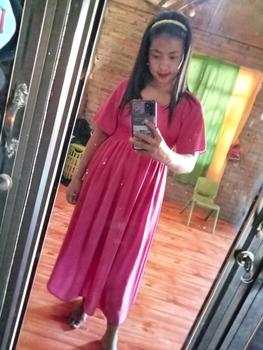 Product Review of KC - Malika Midi Dress - 2 Size - Square Neck Chiffon ada furing from d**1 1