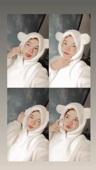 Product Review of Sweater Hoodie Crope V Bear Sherpa Bulu Domba Fit Wanita Tebal Oversize Cream from A**🤨 2