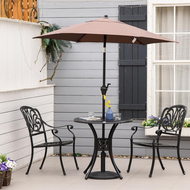 Outsunny 78cm Round Garden Dining Table with Parasol Hole Antique Cast Aluminium Outdoor Table Only, Black 5