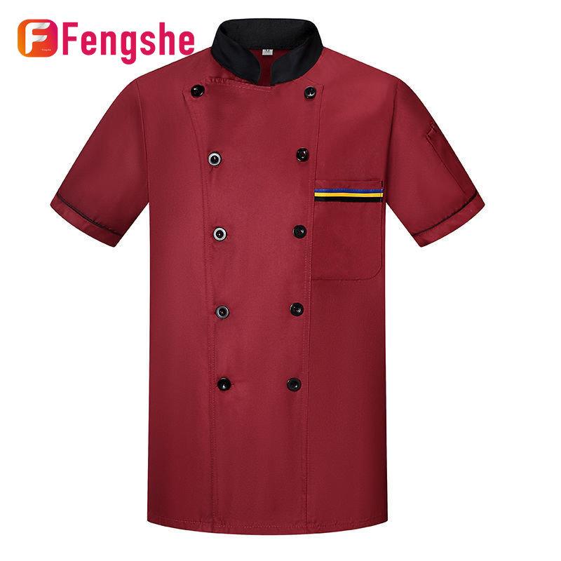 Đồng Phục Đầu Bếp Fengshe, ngắn Tay, Dành Cho Nam Và Nữ, Quần Yếm Đầu Bếp, Thích Hợp Cho Khách Sạn Và Quán Cà Phê, Đồng Phục Đầu Bếp Bánh Ngọt Và Đầu Bếp, Nhanh Khô Và Thoáng Khí, Bảo Hộ Lao Động 5
