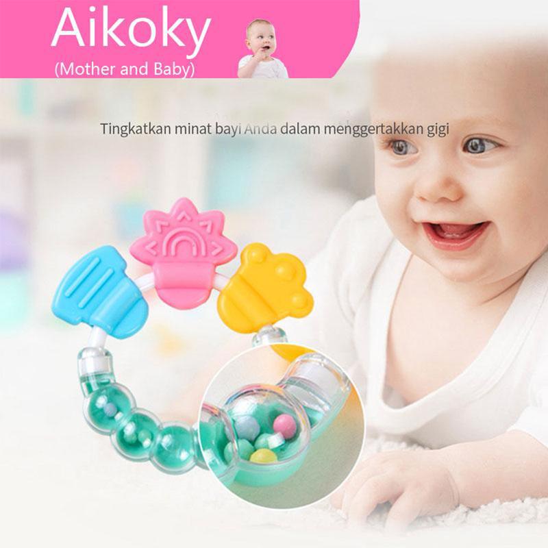 Baby Silicone Rattle Teether Toy Teeth Biting BPA Free Safe for ...