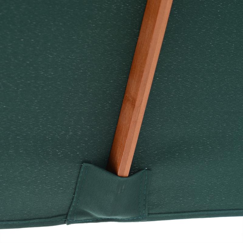 Outsunny 2m x 1.5m Patio Parasol Garden Umbrellas Sun Umbrella Bamboo Sunshade Canopy Outdoor Backyard Furniture Fir Wooden Pole 6 Ribs Tilt Mechanism - Green 6