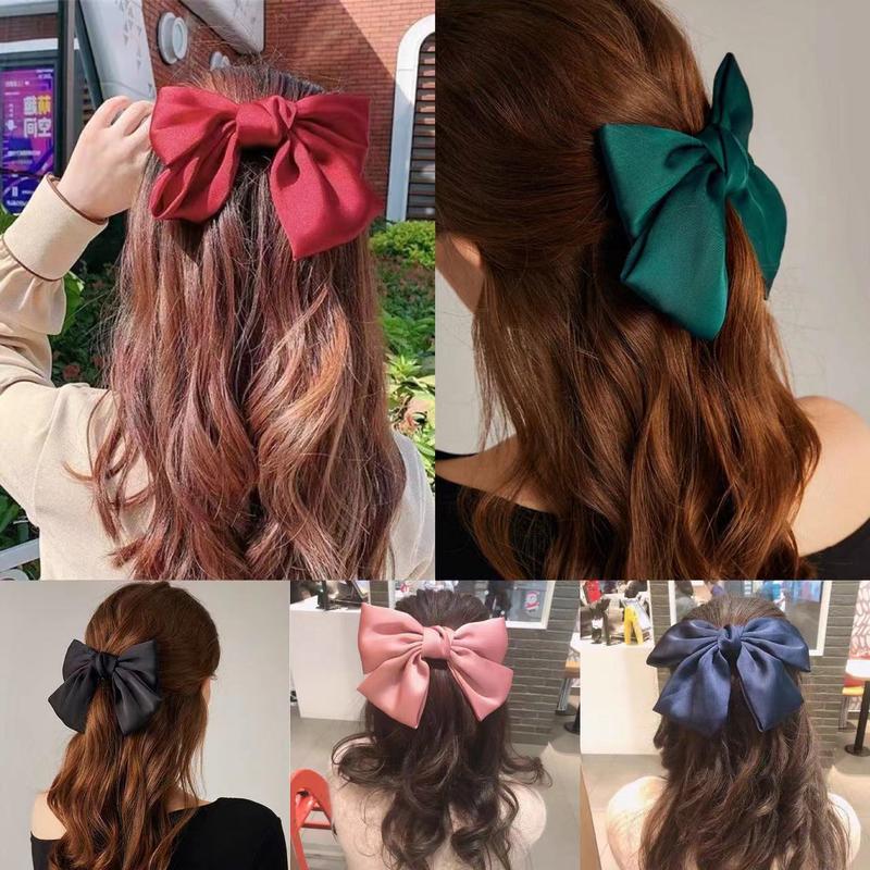 Fashion Big Satin Ribbon Hair Clip For Women Hair Bow Clip Elegant ...