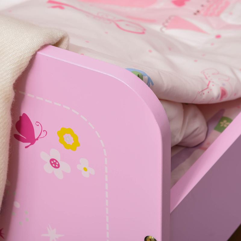 HOMCOM Kids Bed Princess Castle Theme w/ Side Rails Slats Home Furniture for 3 - 6 Yrs Pink 143 x 73 x 60 cm 8