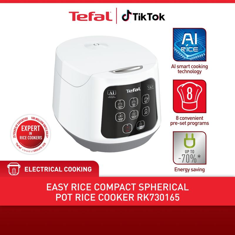 Tefal Rice Compact Spherical Pot Rice Cooker RK730165 Easy Clean ...