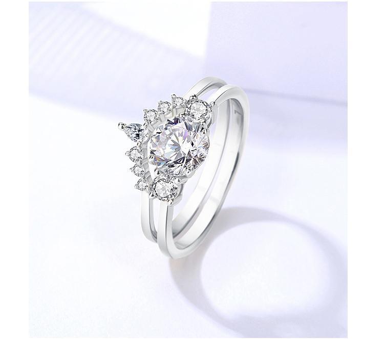 Elegant 925 Sterling Silver Moissanite Ring Set4