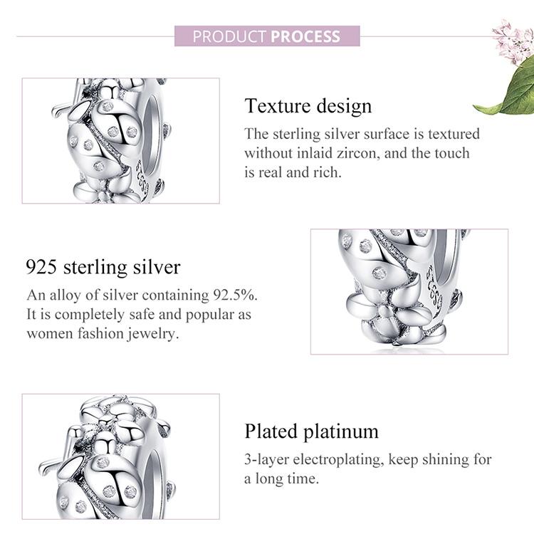 Genuine 925 Sterling Silver Ladybird & Flowers Spacer Charm Bead - Pandora Bracelet Compatible - Birthday Anniversary Elegant 5