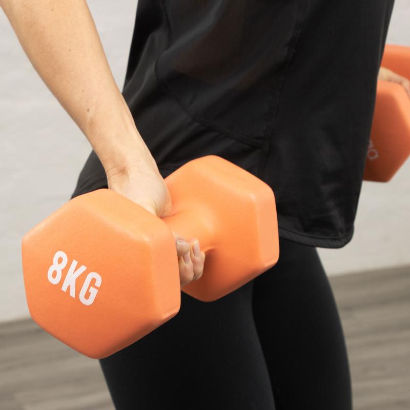 Myga Dumbbells - Pair of Cast Iron & Neoprene Hex Weights for Core Strength and Fitness Exercises, Aerobics and Training - Non-Slip Dumbbells for Home, Gym and Studio - SOLD AS PAIRS, Choice of Weight, 1kg - 10kg 8