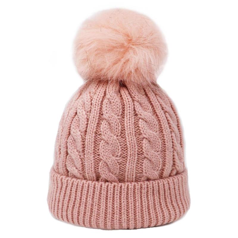 Kids Cable Knitted Pom Hat Winter 1