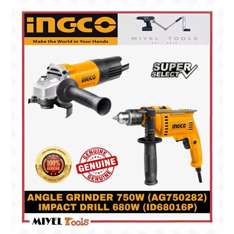 INGCO Power Tool Sets (Angle Grinder 700W AG70012 + Impact Drill ...