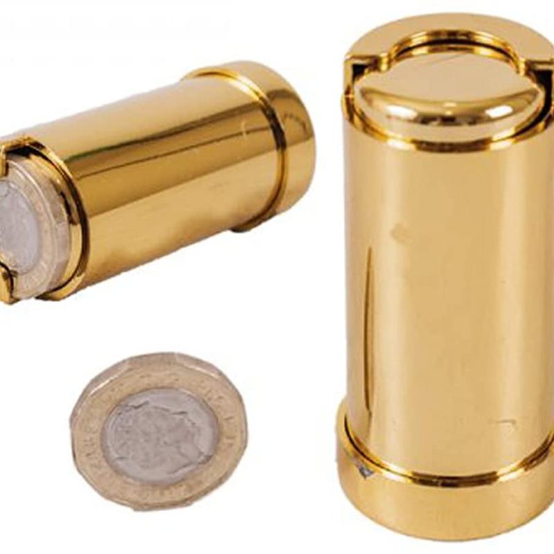 £1 COIN HOLDER one Pound Leather cash change dispenser pocket taxi Gold tone 2PC 1
