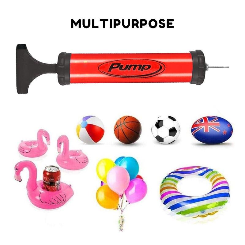 2X Portable Air Pump, Ball Pump Inflator Kit with Needle, Nozzle, Extension Hose for Football Basketball Volleyball Water Polo Rugby Exercise Sports Ball Balloon (Pack of 2 Pcs) 4