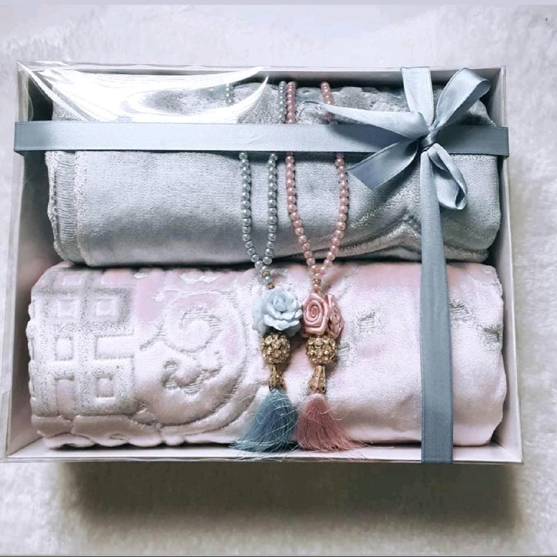 Couples Customized Thick Prayer rug + Tasbeeh Set | Islamic Gift for Eid Anniversary Nikaah Ramadan,Aaliyah gifts | Personalized Couples set personalised prayermat 3