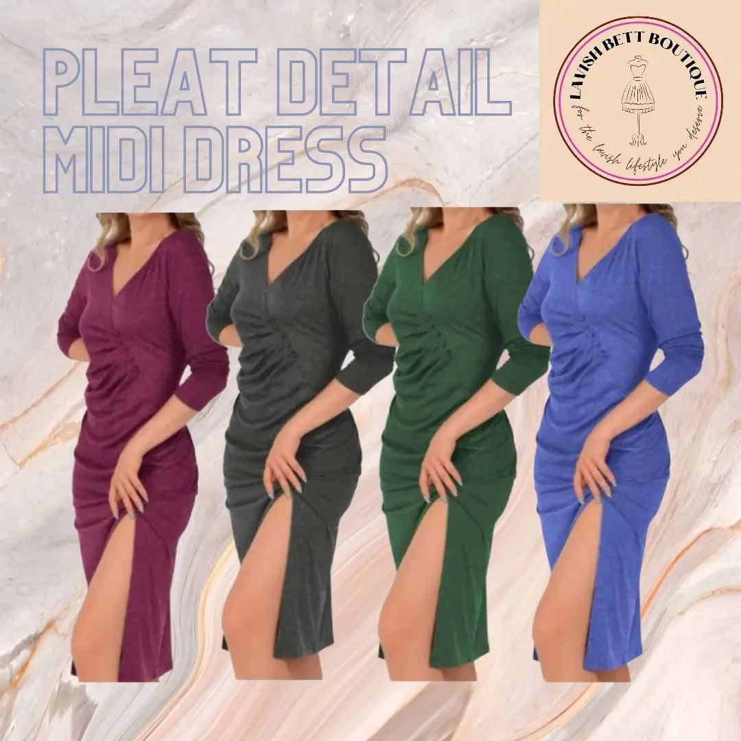 PLEAT DETAIL JERSEY MIDI DRESS