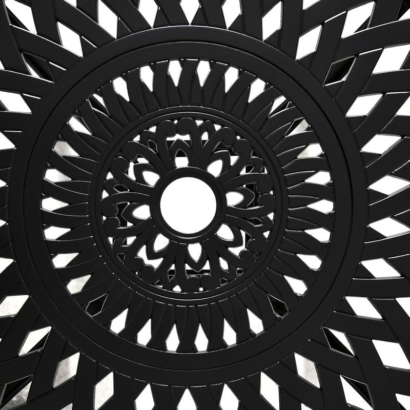 Outsunny 78cm Round Garden Dining Table with Parasol Hole Antique Cast Aluminium Outdoor Table Only, Black 6