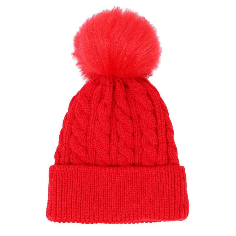 Kids Cable Knitted Pom Hat Winter 3