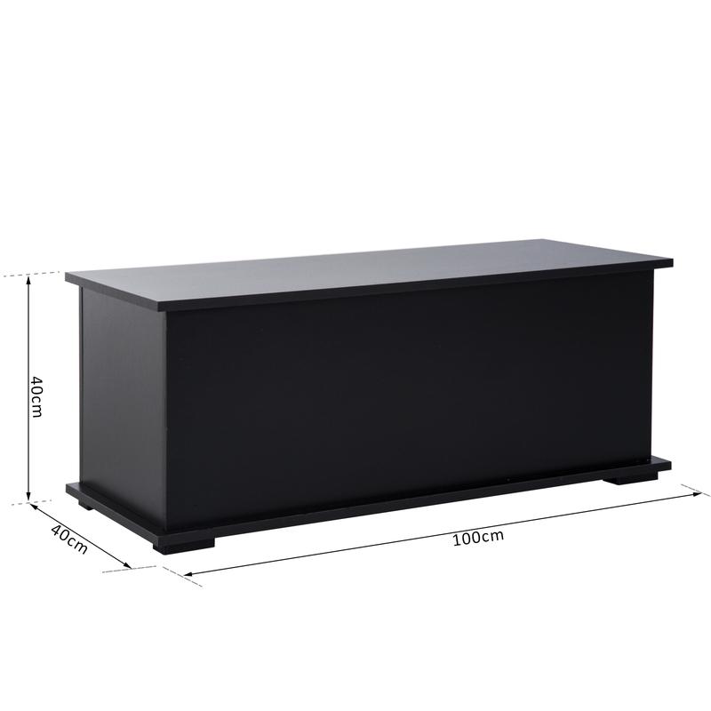 GYWooden Storage Box Clothes Toy Chest Bench Seat  Bedding Blanket Trunk Container with Lid - Black 2