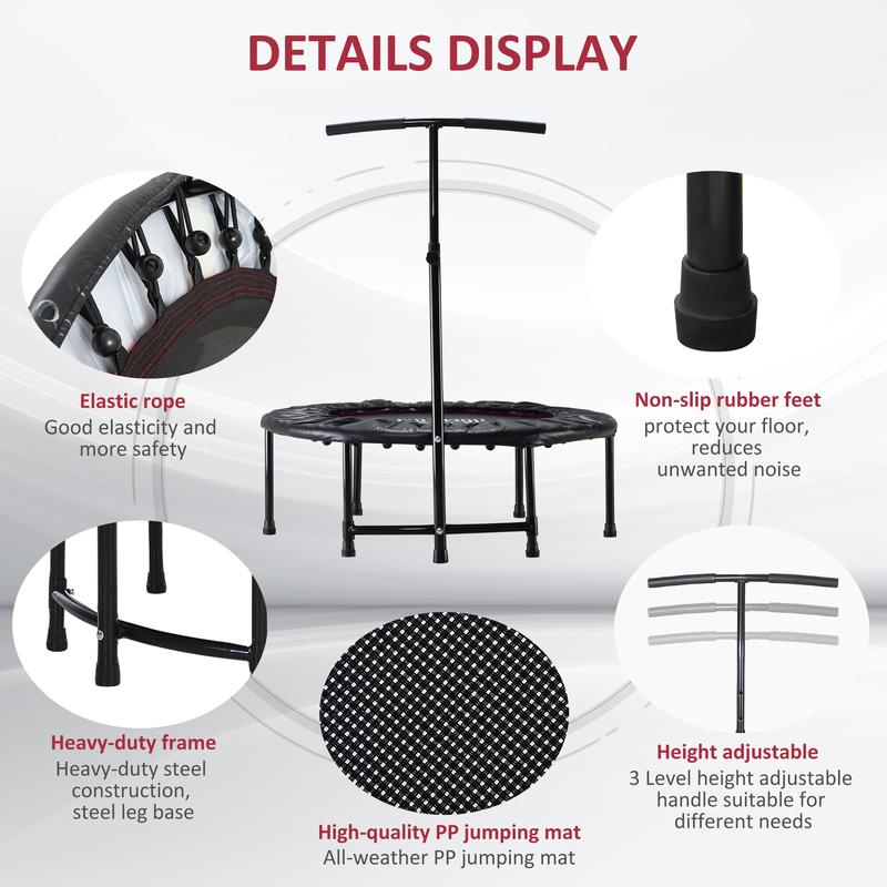 40'' Kids Mini Trampoline, Adult Rebounder Jumper w/ Handle Fitness 5