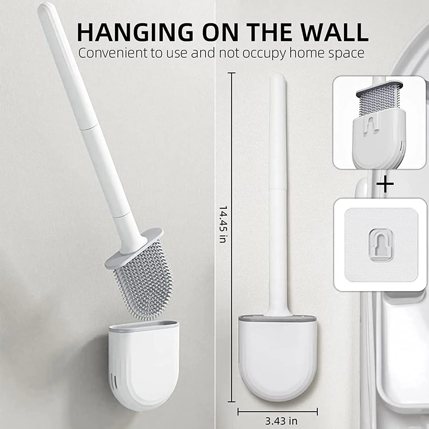 Wall Mounted Toilet Brush, Bathroom, Long Handle, Durable. Cleaning Set