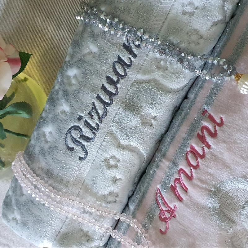 Couples Customized Thick Prayer rug + Tasbeeh Set | Islamic Gift for Eid Anniversary Nikaah Ramadan,Aaliyah gifts | Personalized Couples set personalised prayermat 9